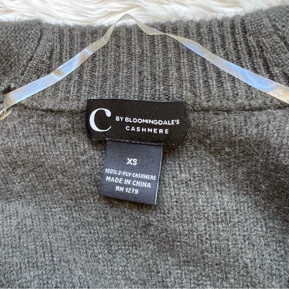 C By Bloomingdale’s 100% 2-ply Brushed Cashmere Cardigan XS Open Front Pockets - Picture 5 of 15